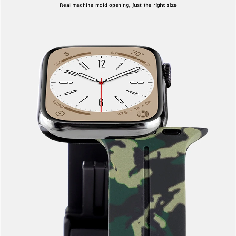 Camouflage Magnetic Buckle Strap For Apple Watch Ultra 2 Band 49mm 44mm 45mm 41mm 40mm 42mm 38mm Silicone Bracelet Series 7 8 SE