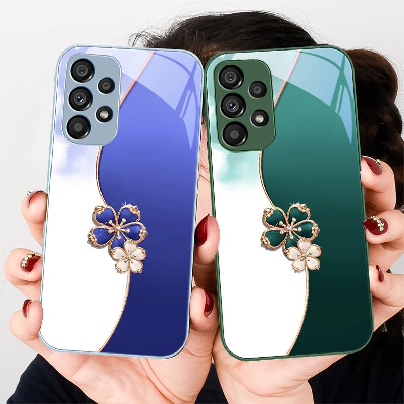 

Lucky four-leaf clover For Samsung S8 S9 S10 20 U ltra S21 Pro S22 Plus S23 FE S24 Ultra S25 Edge S25Ultra Glass Phone Case