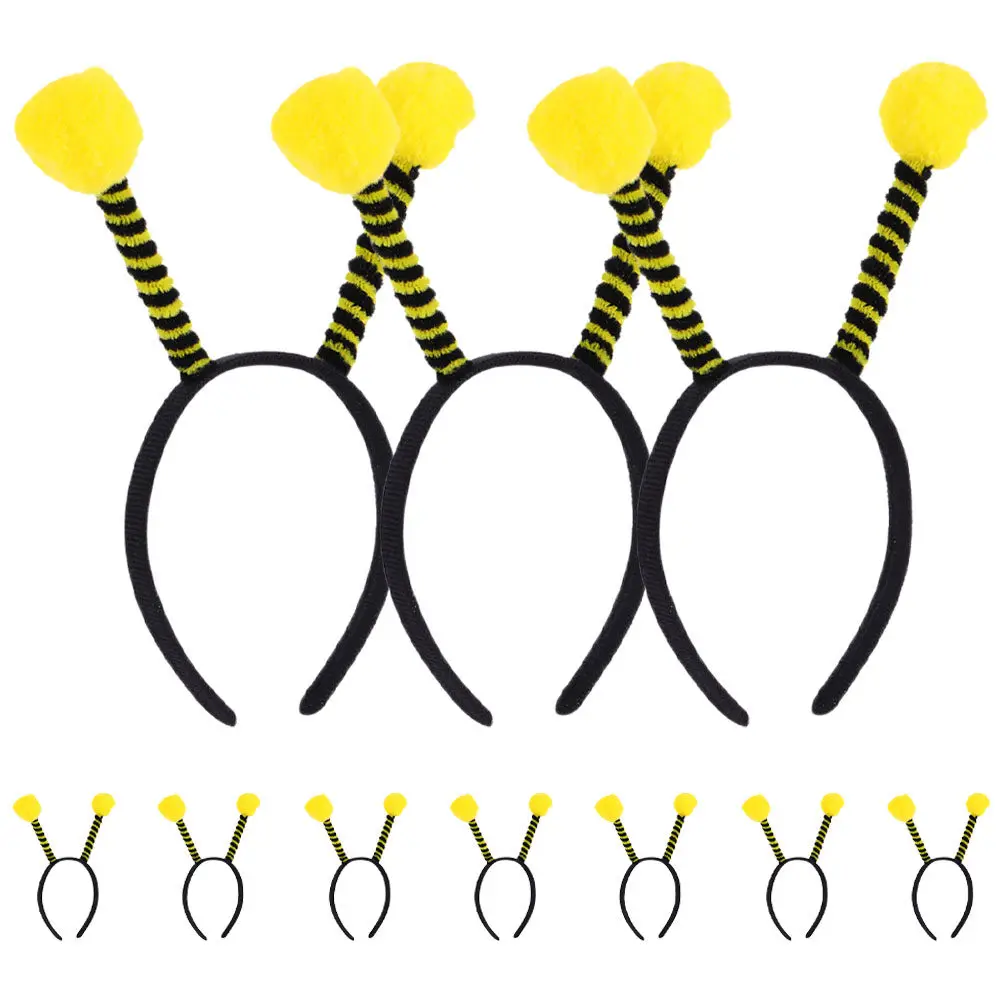 

10Pcs Bee Antenna Headbands Animal Antennae Pom Pom Hair Bands Halloween Cosplay Party Costume Accessories for Adults
