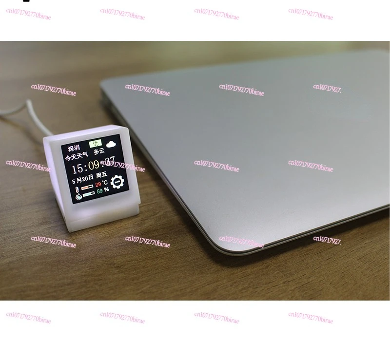 WiFi Computer Study Desktop Weather Clock ESP32-C3 1.5-Inch Simple Small TV