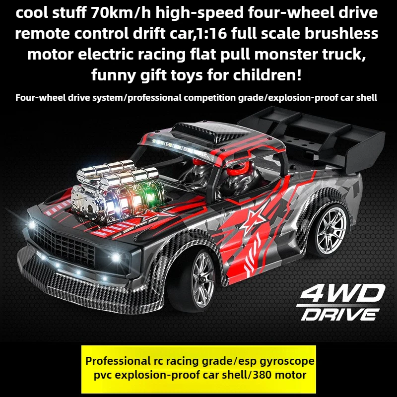 

Kawaii Toy Car Funny Gift-Hot 70km/h High-speed 4WD Rc Truck,1:16 Brushless Flat Rally Rc Drift Car,Monster Truck,Toys for Boys