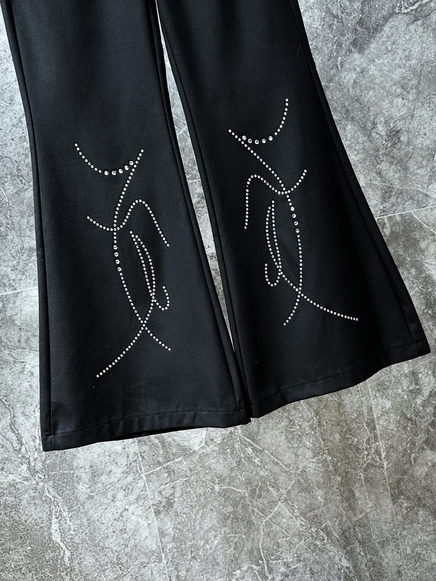 Men's 2025 Autumn New Rhinestone Straight Flared Pants Stylish Personality Trendy Trousers Male Pocket Handsome Diamond Pants