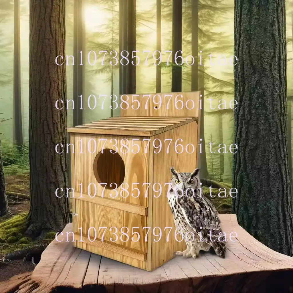 Owl House Barn Owl Nesting Box Wooden Birdhouse Circular Opening Easy Assembly Outdoor Hanging Garden Pendant Bird Nest