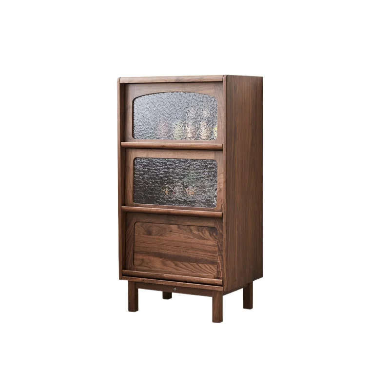 

Black walnut side cabinet Modern simple dwarf wine cabinet Display TV storage cabinet Solid wood bookcase