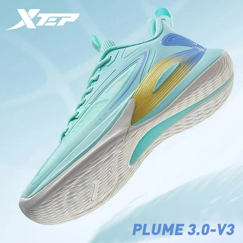 Xtep PLUME V3 Basketball Shoes Men 2023 Summer Wear-Resistant Men\'s Sports Shoes Mid Top Cushioning Male Sneakers 877219120023