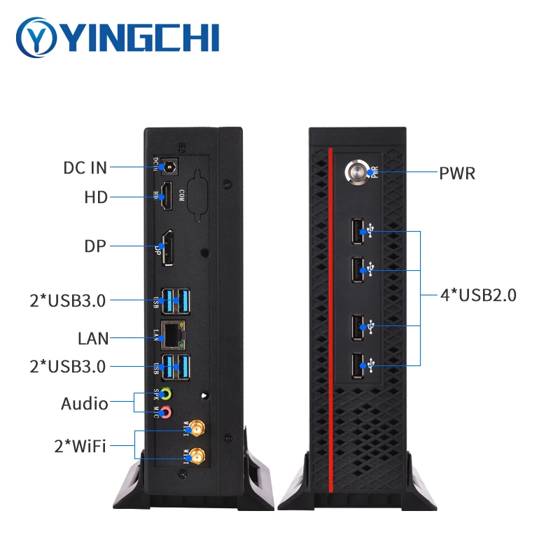 YINGCHI PC Mini HD VGA/DP Dual Display Core i3 10100 i5 12400 performa tinggi kantor rumah Win10 komputer meja kecil