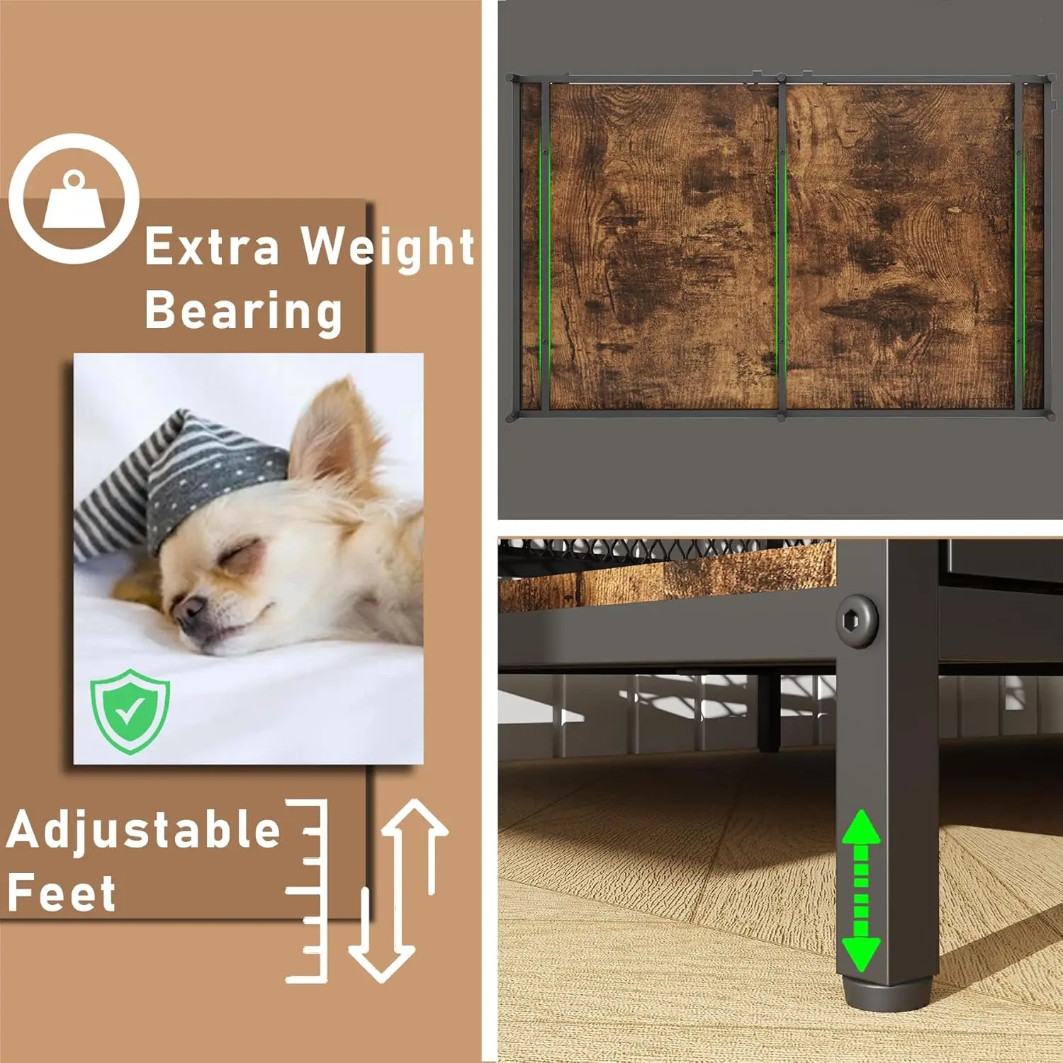 أثاث صندوق الكلاب، بيت الكلب لسلالة صغيرة ومتوسطة وكبيرة، صندوق كلب زاوية كبير عالي التحمل مقاس 43 بوصة، قفص الحيوانات الأليفة الداخلي