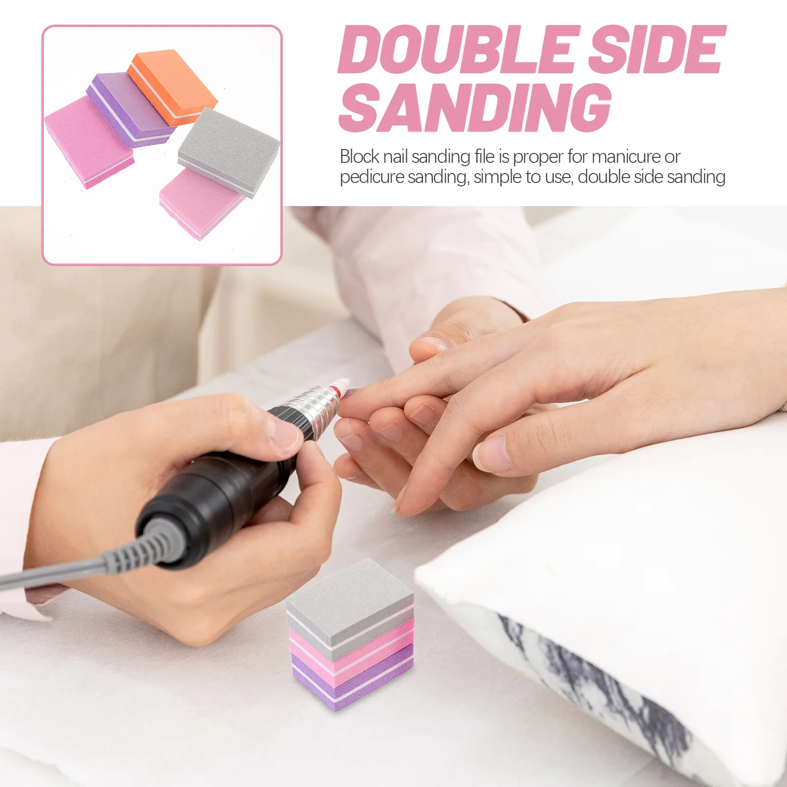 Bloc de polissage éponge pour lime à ongles, outil de meulage de manucure double face pour le ponçage des ongles des pieds, tampon Compact Portable 50 pièces