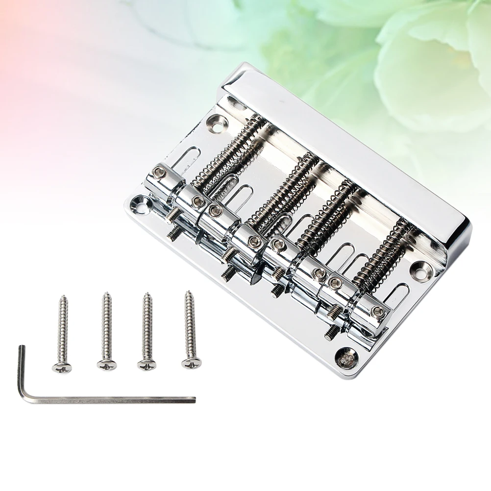 

4pcs 4 String Bass Bridge Vintage Style Metal Guitar Bridge 7 Screws Adjustable Height for Jazz Silver GA1007