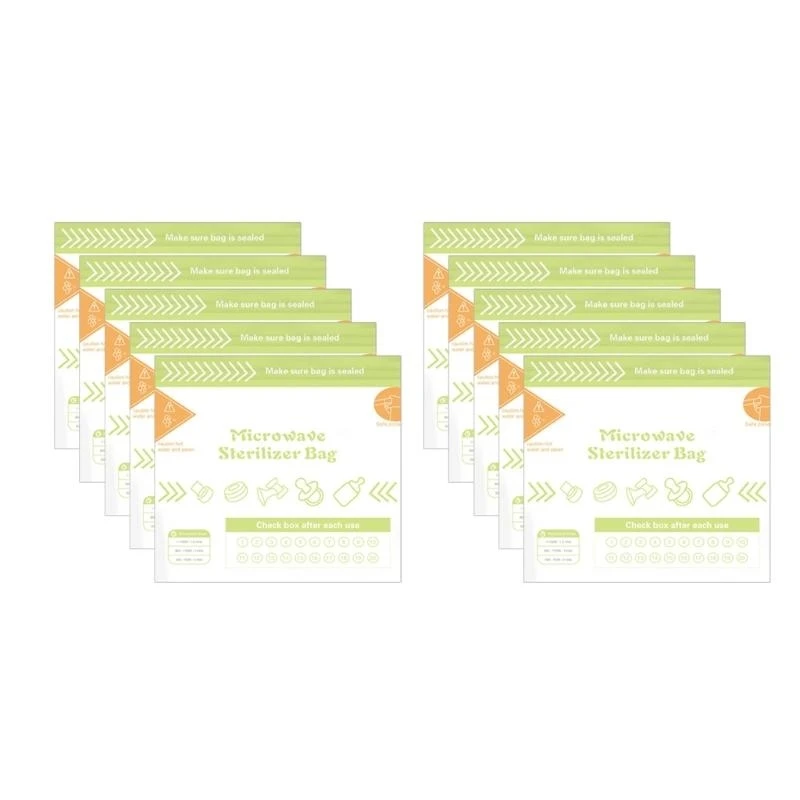 M76C Set 10 sacchetti sterilizzanti riutilizzabili 20 volte/sacchetto per scaldare biberon microonde