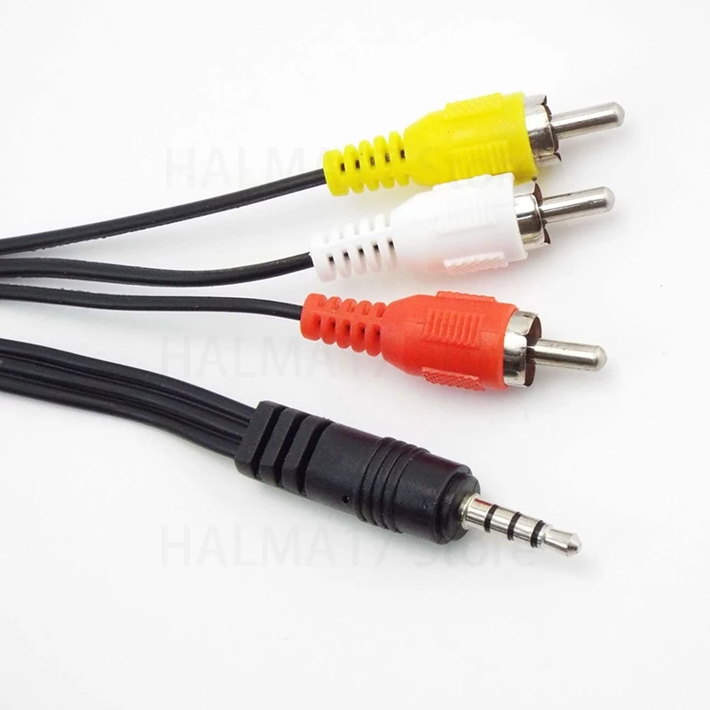 Wtyczka Jack 3.5mm męski do 3 RCA Adapter 3.5 do RCA męski Audio wideo kabel AV przewód zasilający J17