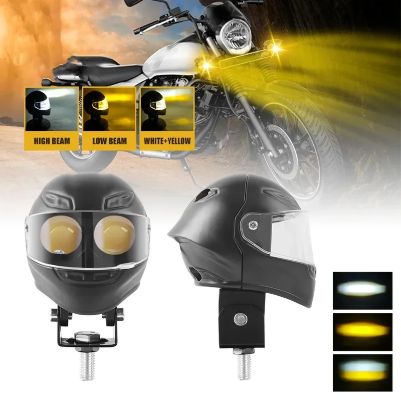 Aluminum Motorcycle LED Headlight White High low beam Projector Lens ATV Scooter Driving Lamp Fog Light Auxiliary Spotlight Lamp