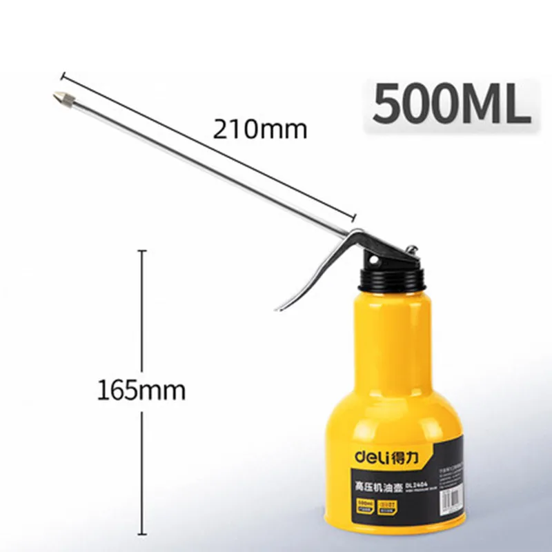 Deli 180ML 250ML 350ML 500ML Long Nozzle Oiler Greasing Oil Can Gear Lubrication High Pressure Pump Grease Guns Car Repair Tool