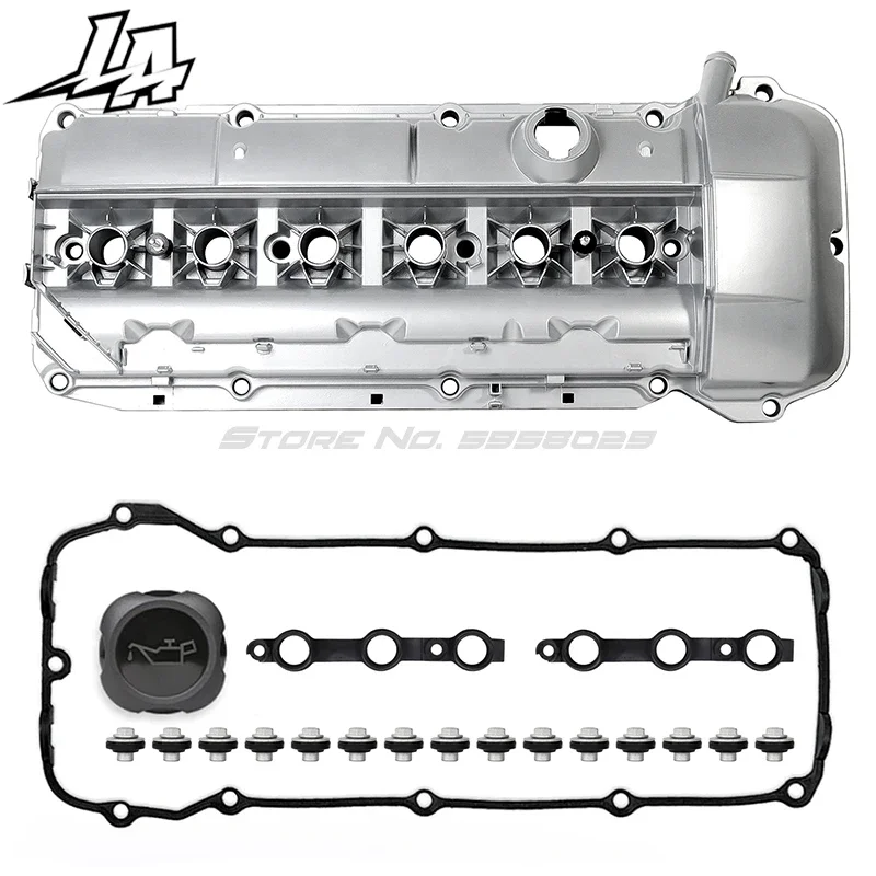 

11127512839 11 12 7 512 839 Aluminum Engine Valve Cover W/Gasket &Bolts &Cap For 03-06 BMW M54 E46 325i 330i 525i 325ci X3 X5 Z4