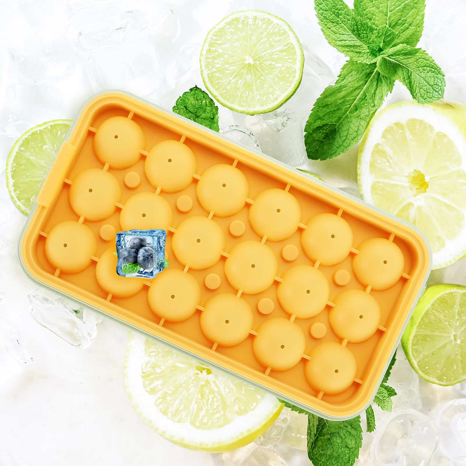 1Set Premium Plastic Ice Ball Mold Set Non-Stick Easy Release Stackable Ice Tray for Whiskey Coffee Cocktails Freezer Home Bar