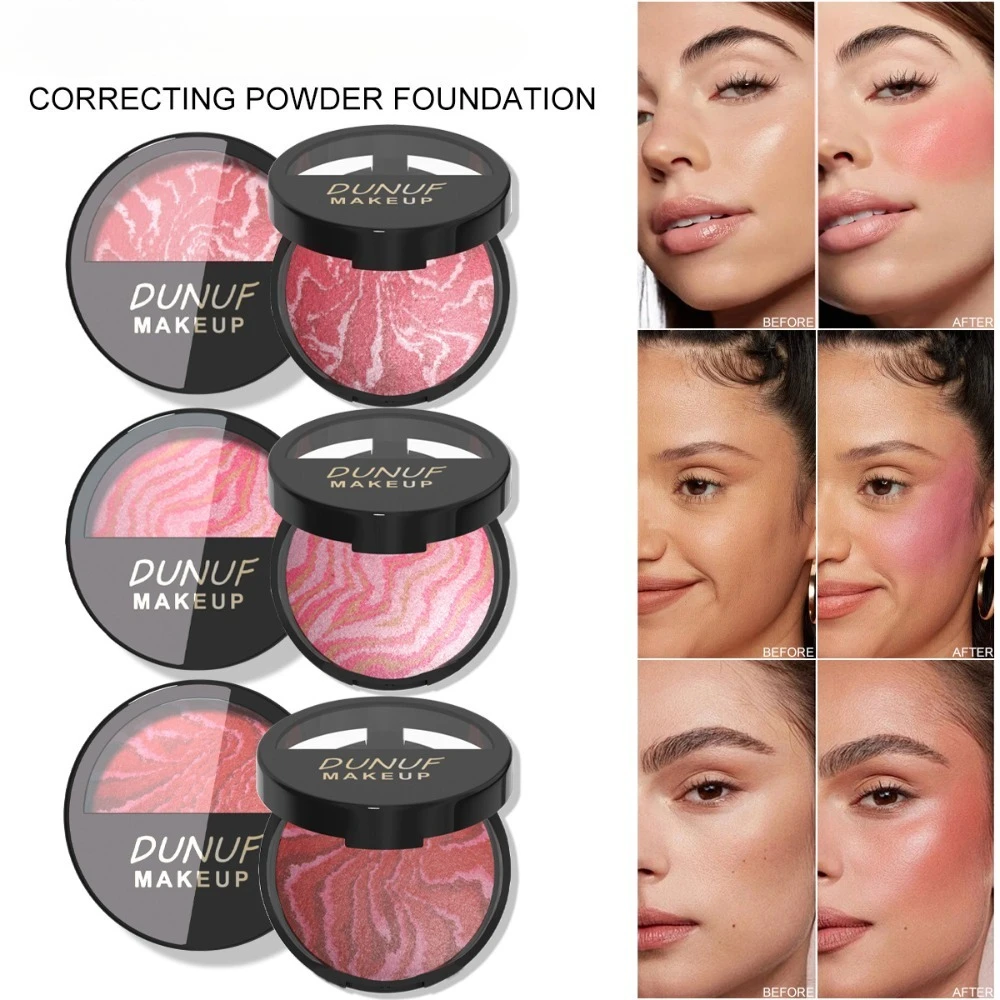 3 Color Blush Palette with Mirror Soft Matte Finish Buildable Color for Cheeks Face Powder for A Natural Flawless Glow Beauty