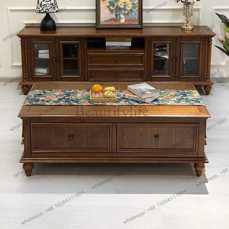 American rural all-solid wood coffee table complete household living room tea table ash wood