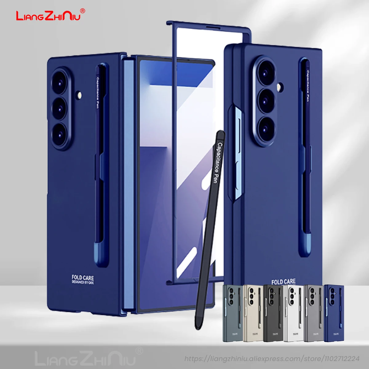 

For Samsung Galaxy Z Fold 7 Case Back Cover Pen Slot Tempered Film Bezel All In One Lightweight Frosted (With Pen) Pc Hard Cover