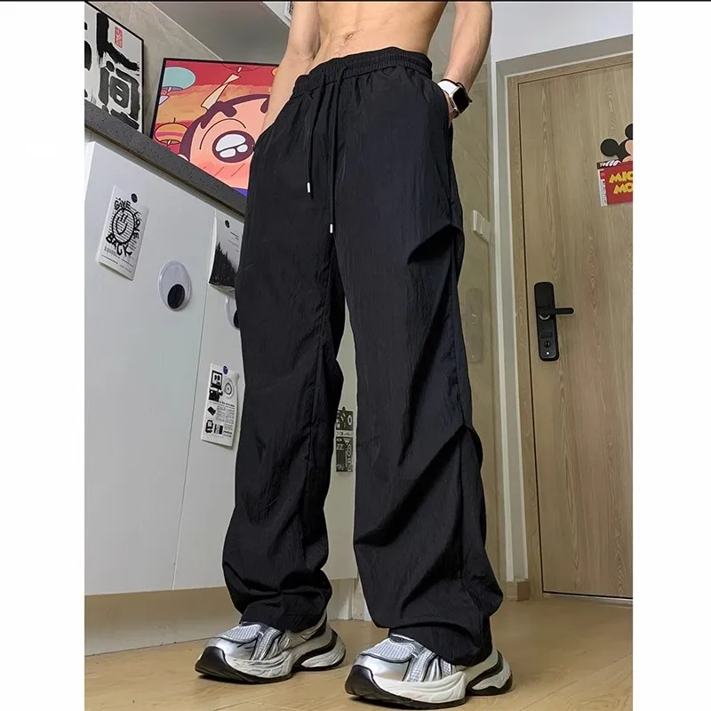 

Foldable Climbing Trousers Men's Thin Sun Protection Ice Silk Qui Dry Loose US Sle Paratrooper Trousers Summer Casual Pants