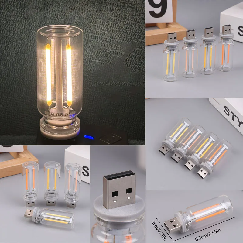 Retro USB LED Filament Touch Dimming Bulb 5V Retro LED Edison Bulb Night Light Camping Incandescent Decorative LED Lighting