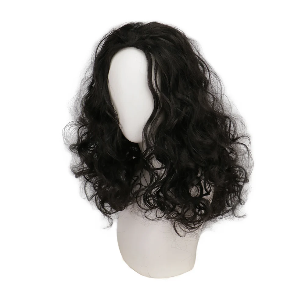 Polynesian schwarze lockige Cosplay-Perücke für Maui, Rollenspiele, lange lockige Perücke für Frauen, Cosplay-Perücke, Haar, synthetische Halloween-Party-Perücken