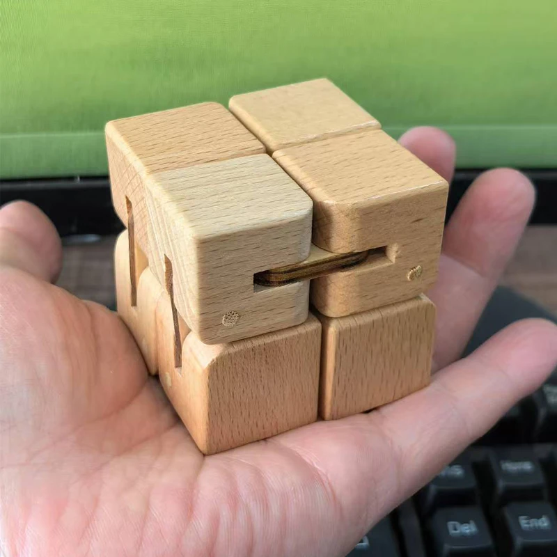 Wooden Infinity Cube Hand Toys For Autism Anxiety Stress Relief Toys Cool Stuff Gadgets Kids Adults Juguetes Antiestres Ansiedad