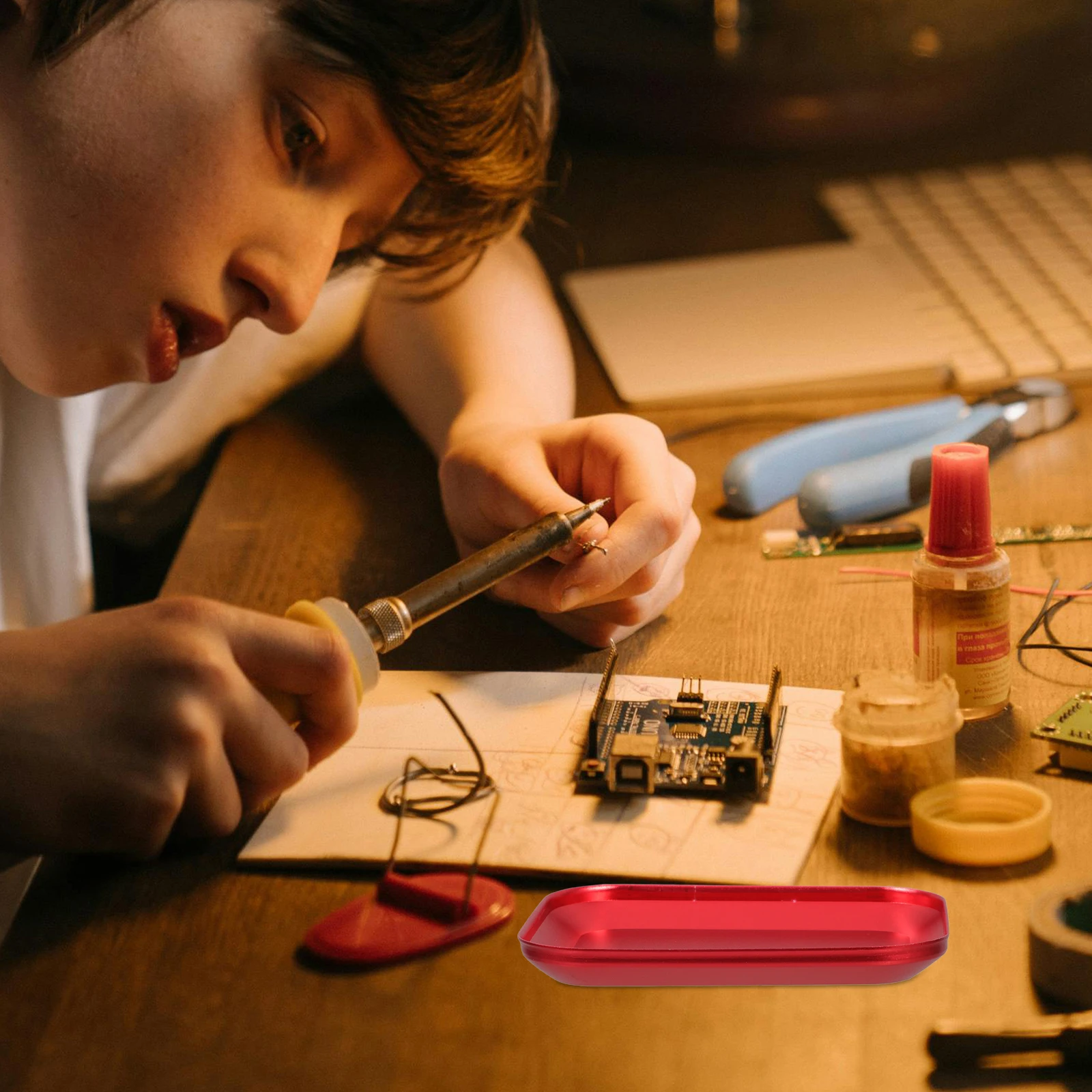 Metal Magnetic Screw Tray Bolt Holder Organizer with Phone Car Repair Work