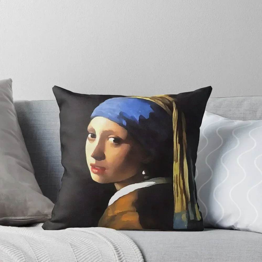 Girl with a Pearl Earring Tronie Acrylic Painting Throw Pillow anime girl Throw Pillow christmas pillowcases pillow