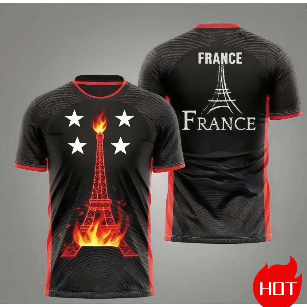 Men's T-Shirt France jersey Graphic Outdoor t shirt for man Men's Short Sleeve Tops Quick-Drying French football jersey T-Shirts