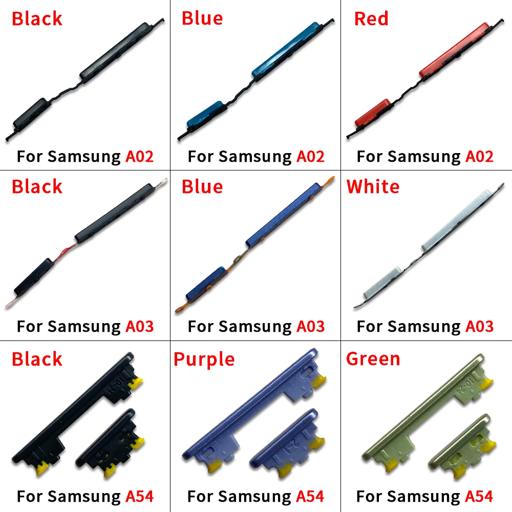 Peças de reposição para samsung a02, a03, core, a54, ligar/desligar, volume, botão lateral, cabo flexível