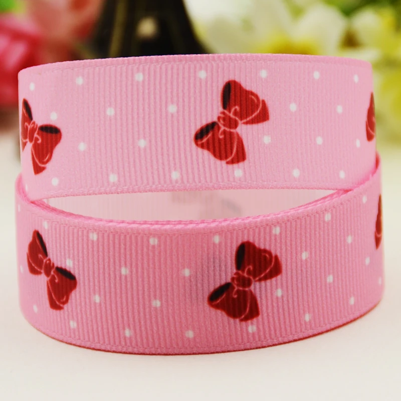 22mm 25mm 38mm 75mm bow cartoon printed Grosgrain Ribbon party decoration 10 Yards satin ribbons