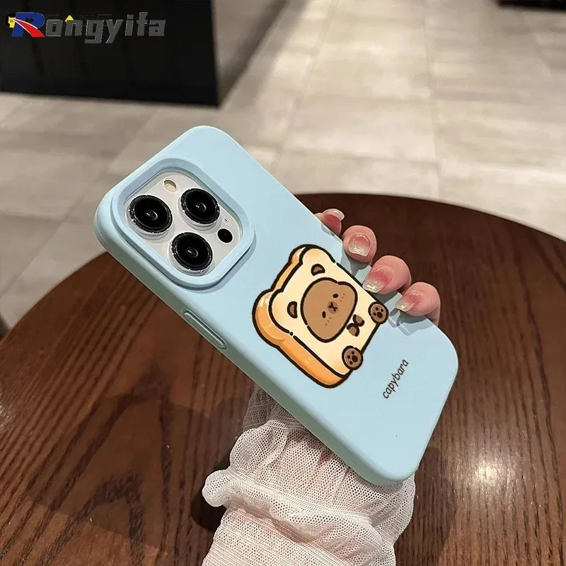 

For Redmi Note 15 14 13 12 Pro Plus Turbo 12R 12T Pro Plus 5G Phone Case Funny Toast Bread Capybara Cute Soft Cover