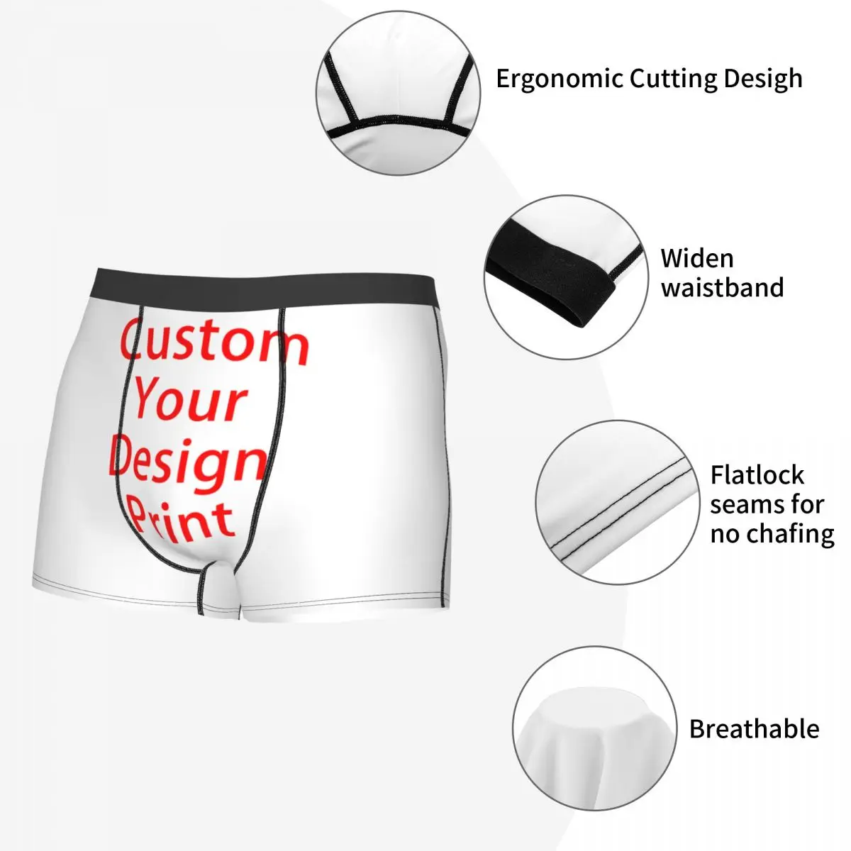 Male Fashion Custom Your Design Underwear Customized Logo Printed Boxer Briefs Stretch Shorts Panties Underpants