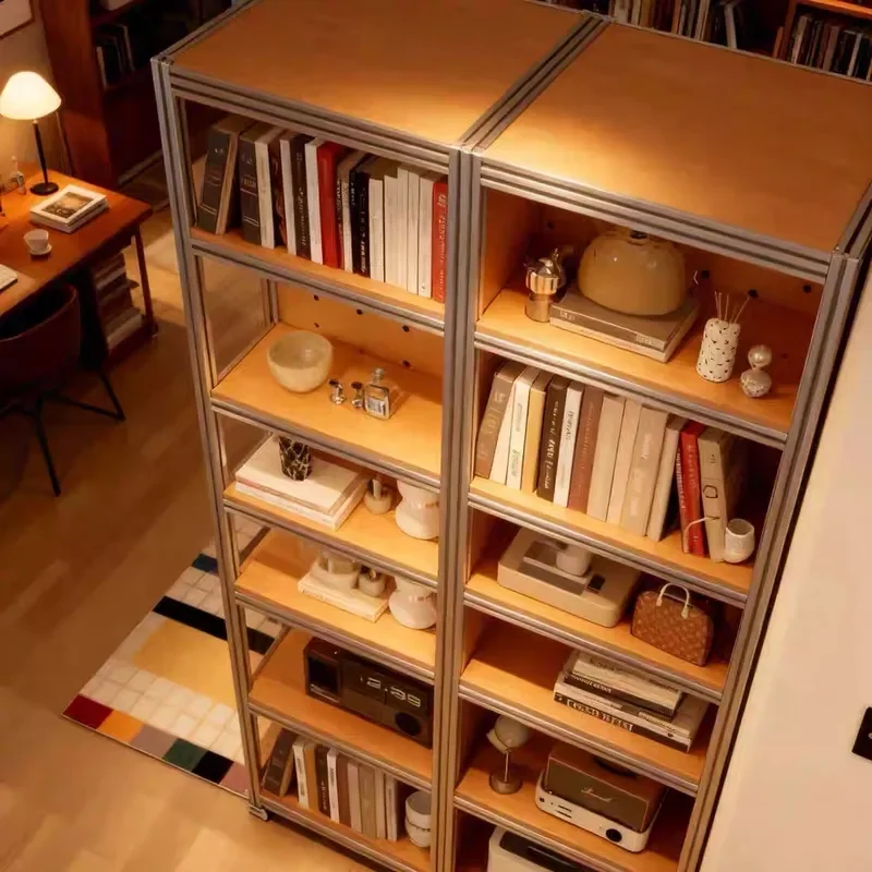 Simple Birch Display Cabinet Aluminum Profile Study Bookcase Storage Locker Ocean Panel Office Sample Rack
