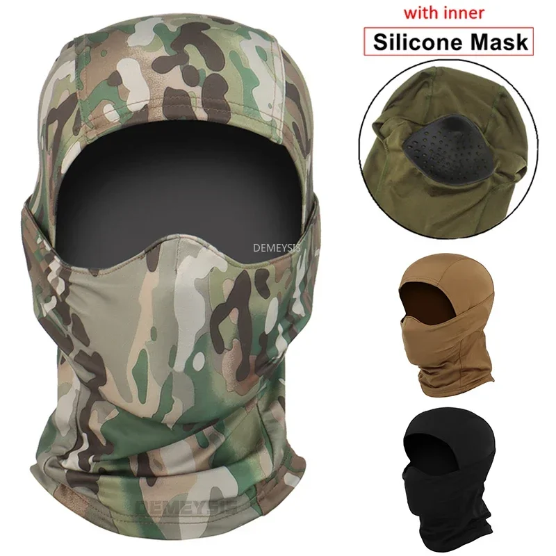 

Outdoor Tactical Mask Balaclava Head Hood Silicone Half Face Windproof Headgear Airsoftsport Hunting CS Game Sunscreen Cap