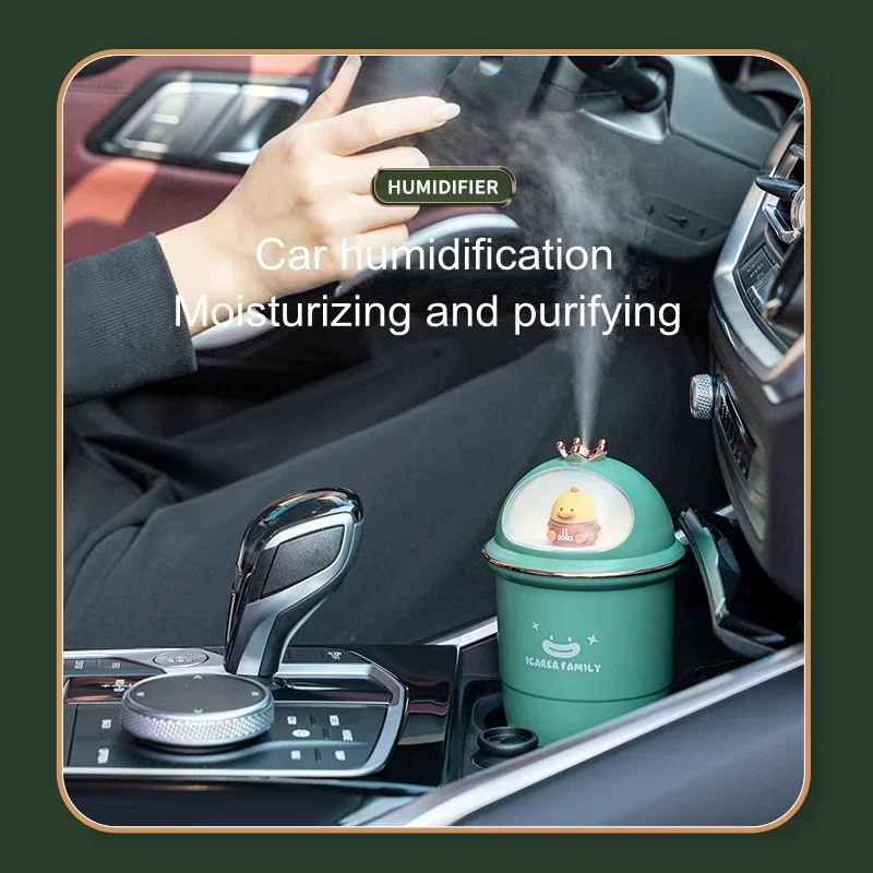 USB увлажнитель воздуха ультразвуковой крутой туманообразователь со светодиодной подсветкой для домашнего автомобиля электрический милый мультяшный увлажнитель воздуха с короной и уткой