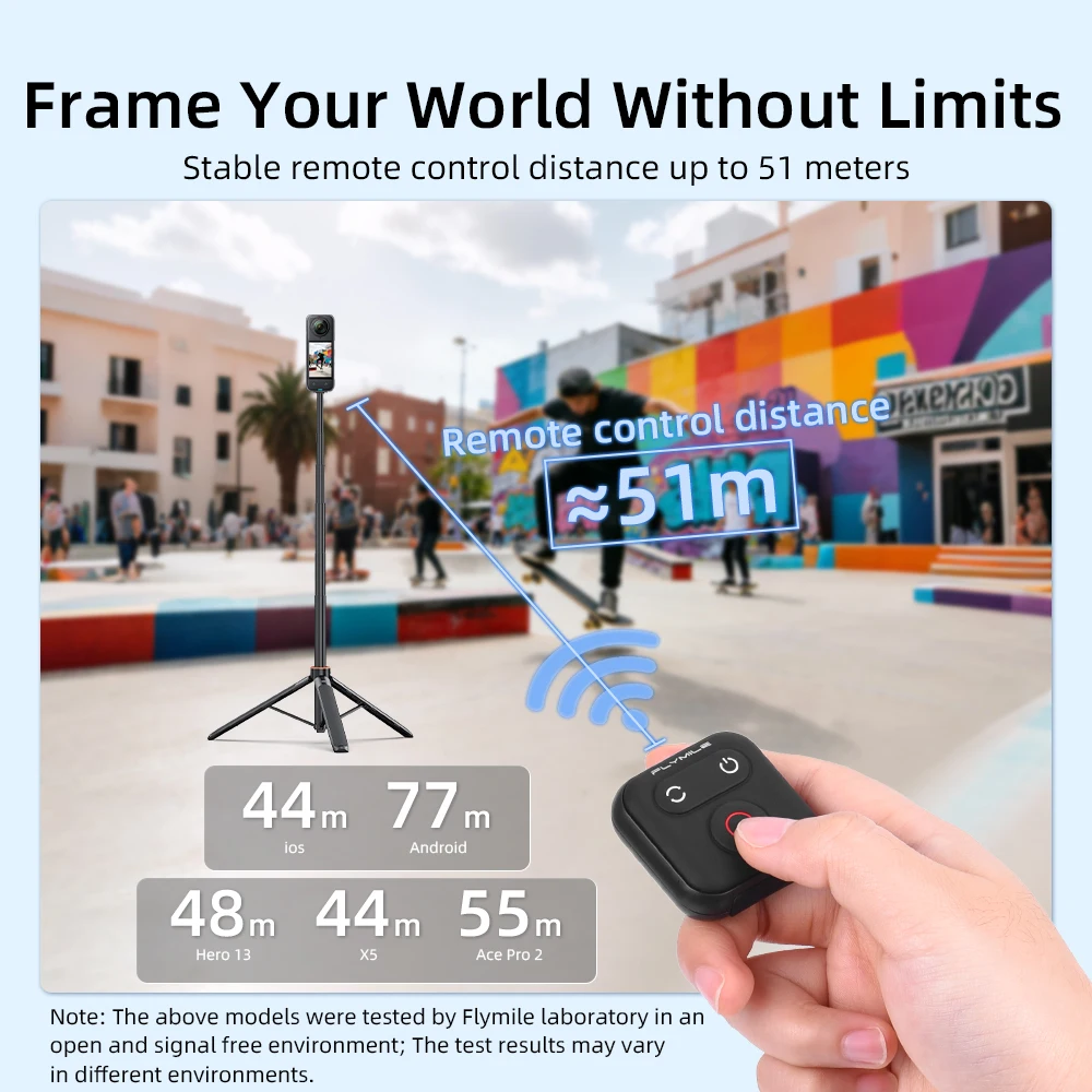 Flymile Wireless Action Camera BT5.3 Selfie Remote Control With Wrist Strap Support For Insta360 Gopro Action Camera IOS&Android - view 3