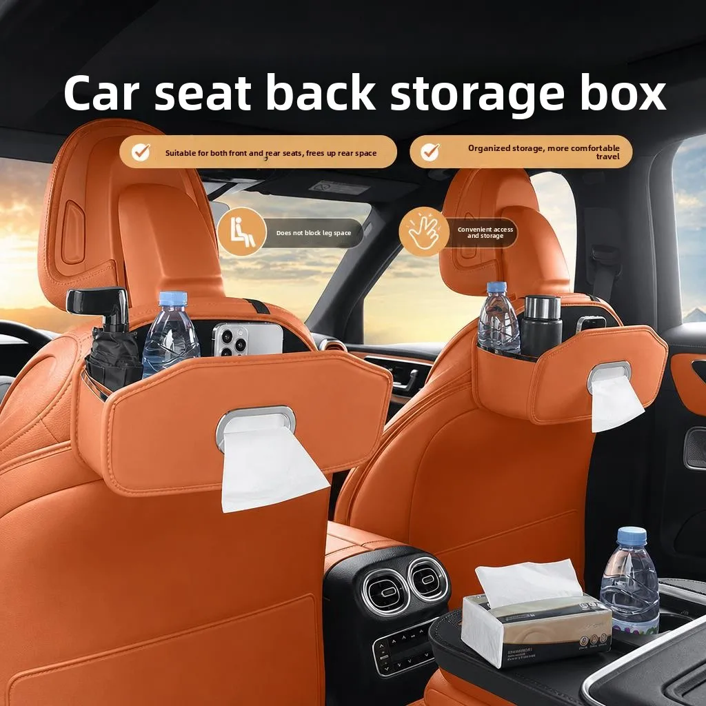 

Car Back Storage Box Multi-Functional Vehicle Mounted Organizer Leather Material 360 Degree Rotation Customizable