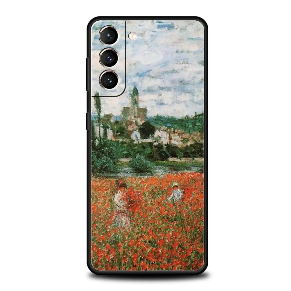Claude Monet Impressionism Painter Phone Case For Samsung Galaxy S25 S24 S23 FE S22 Ultra S20 S21 5G S10 Plus S10E Black Cover