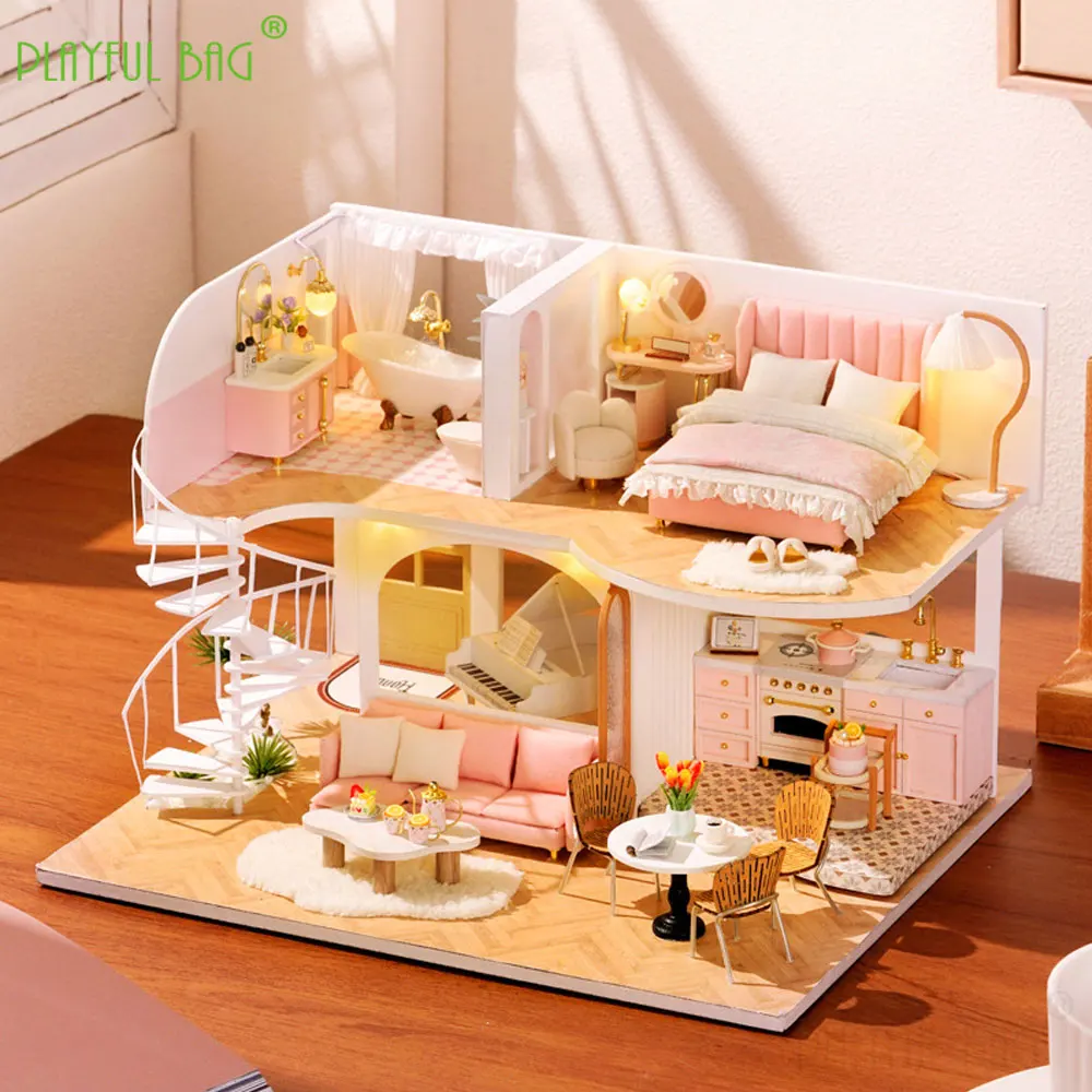 Criativo artesanal montagem casa modelo diy cabine apartamento presentes de natal das crianças jogos lazer quebra-cabeça brinquedos decorativos ug366