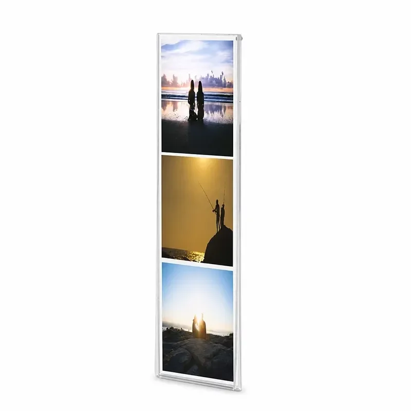 for Transparent Acrylic Vertical 3 Slot Photo Frame Magnetic Backplane Long Picture Rack  Family Portrait Wall Decoration