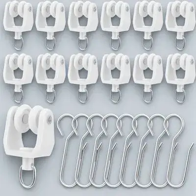 30 قطعة مسار الستارة الطائرات الشراعية السنانير الأسطوانة اكسسوارات البلاستيك الحديد السلس الشريحة للستائر الستائر الستار المسار الطائرات الشراعية #6