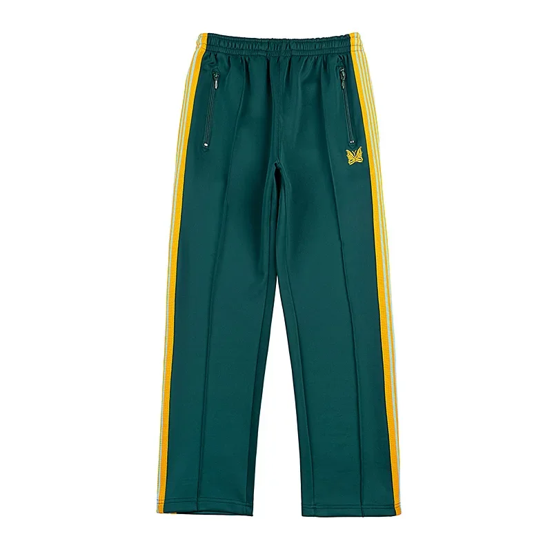 Green Men Woman Wide Legs Casual Trend Pants Chaopai Side Edge Striped Weaving Logo Embroidery Sweatpants Trousers