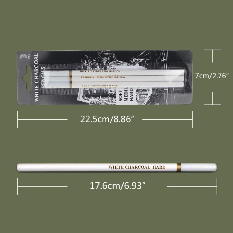3 szt. Biały szkicowanie węglem drzewnym zestaw ołówków artystyczny obraz artykuły papiernicze