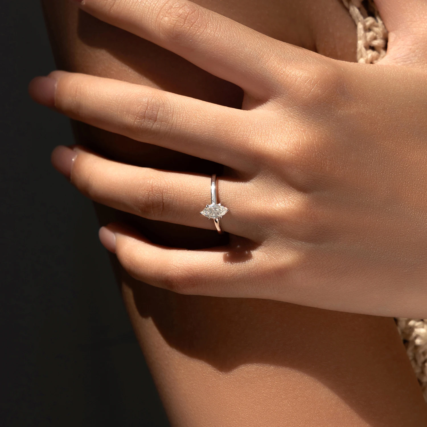 MODIAN D Color Marquise Cut Rhombic Moissanite 925 Sterling Silver Luxury  Band Rings For Women Wedding Fine Jewelry Gifts