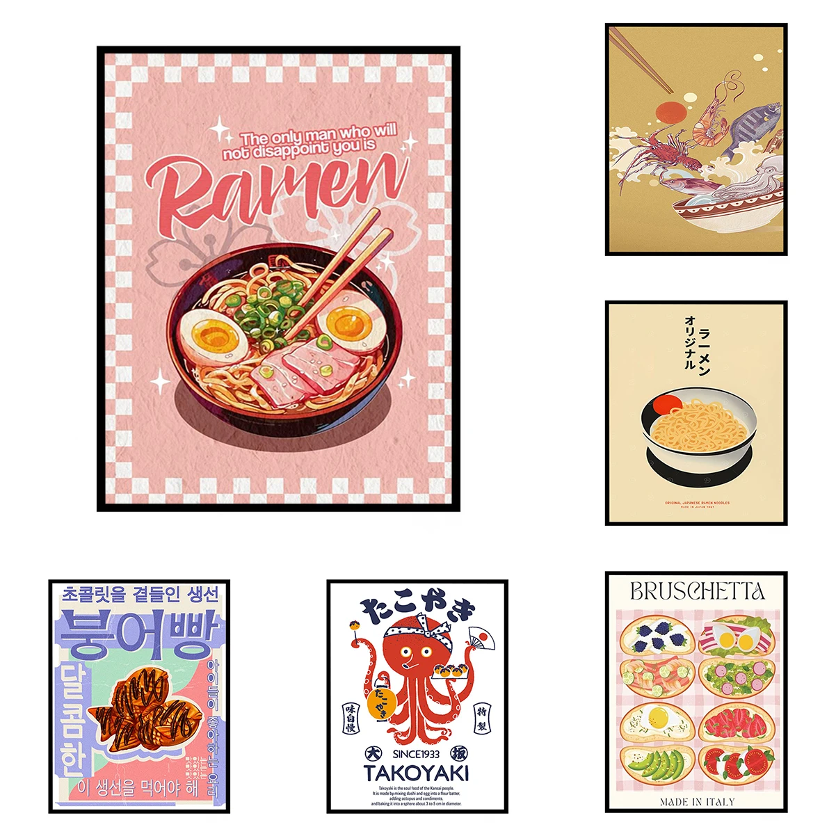 

Retro Japanese Korean traditional food Poster HD art wall home living room bedroom coffee house bar room wall decoration