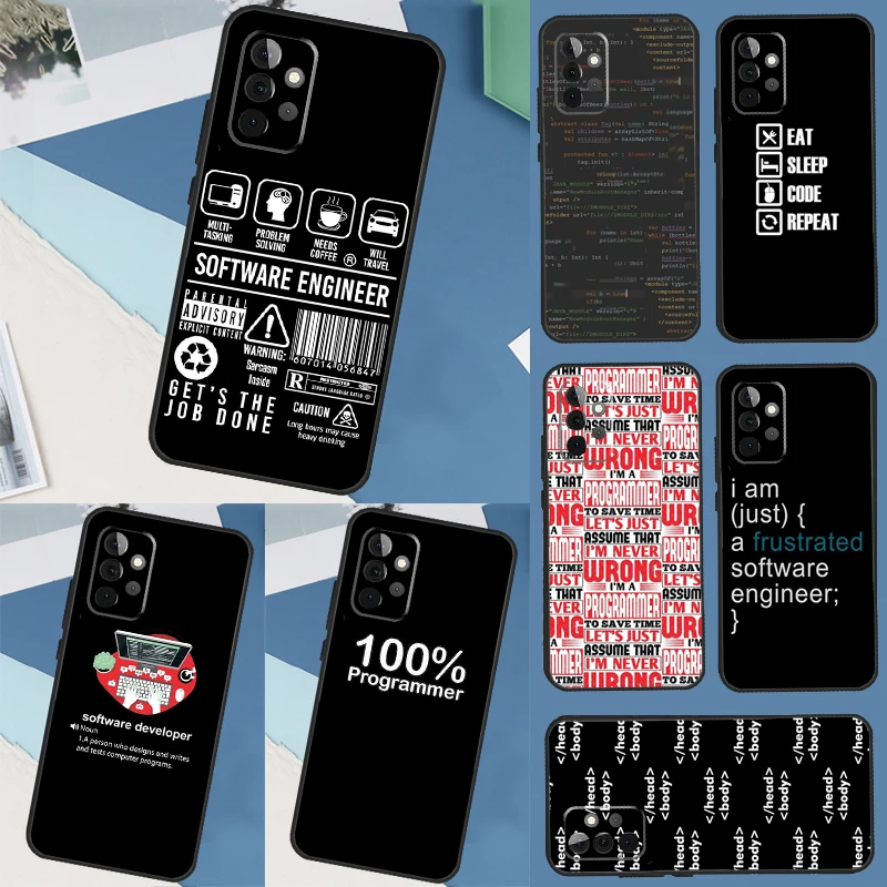 Programmer Code Software Case For Samsung Galaxy A53 A33 A13 A52 A42 A32 A12 A11 A31 A51 A71 A54 A34 A14 A52S Cover