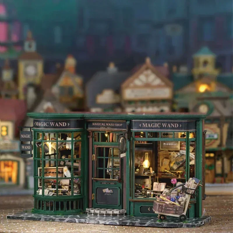 DIY Doll House Toy 3D Wooden Doll Houses Miniature Dollhouse Toys with Furniture LED Lights 28.5x13.9x14.5cm