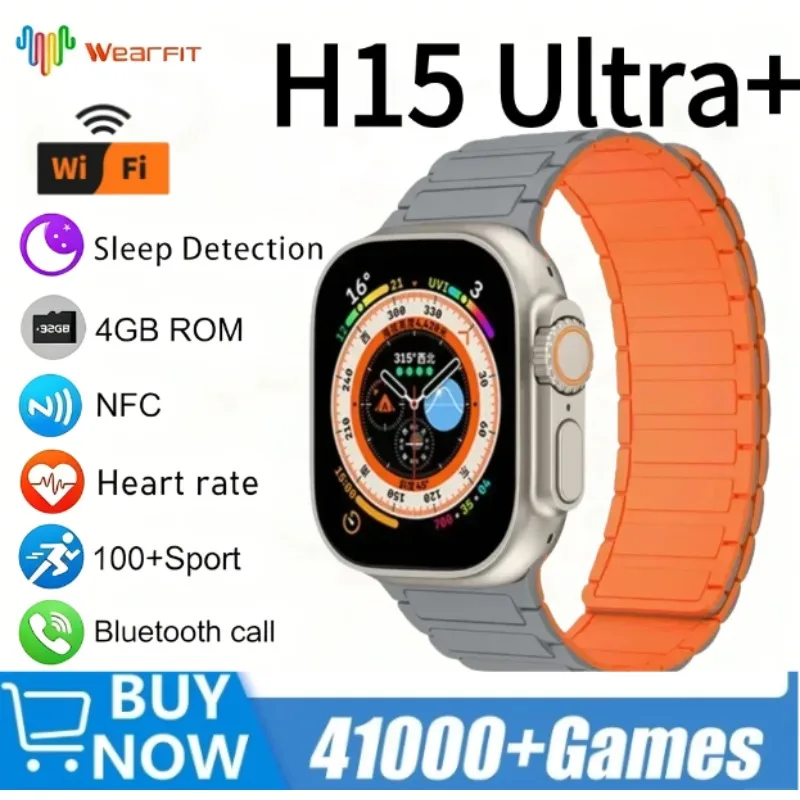 

H15 Ultra Plus Smart Watch Men Series 10 AMOLED 49MM 1GB ROM Hello Plum ChatGPT Compass NFC Local Music BT Call Sport Men Women