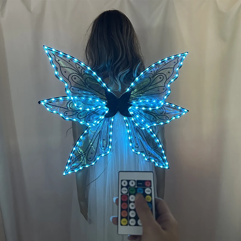 Ailes de papillon lumineuses colorées, Costumes de scène de spectacle, accessoires d'ailes de Cosplay, aile de télécommande avec application pour filles, nouvelle collection